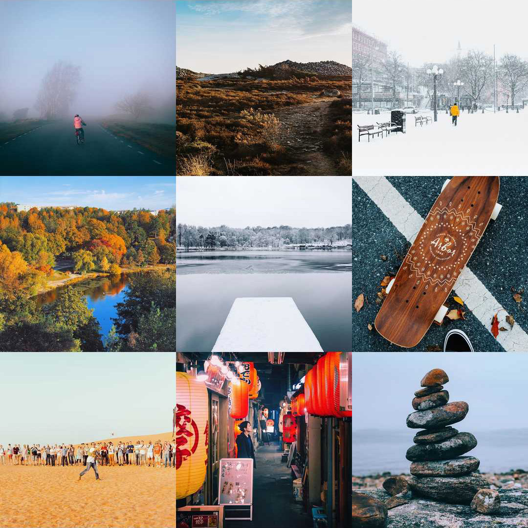 Top nine rated photos on my Instagram