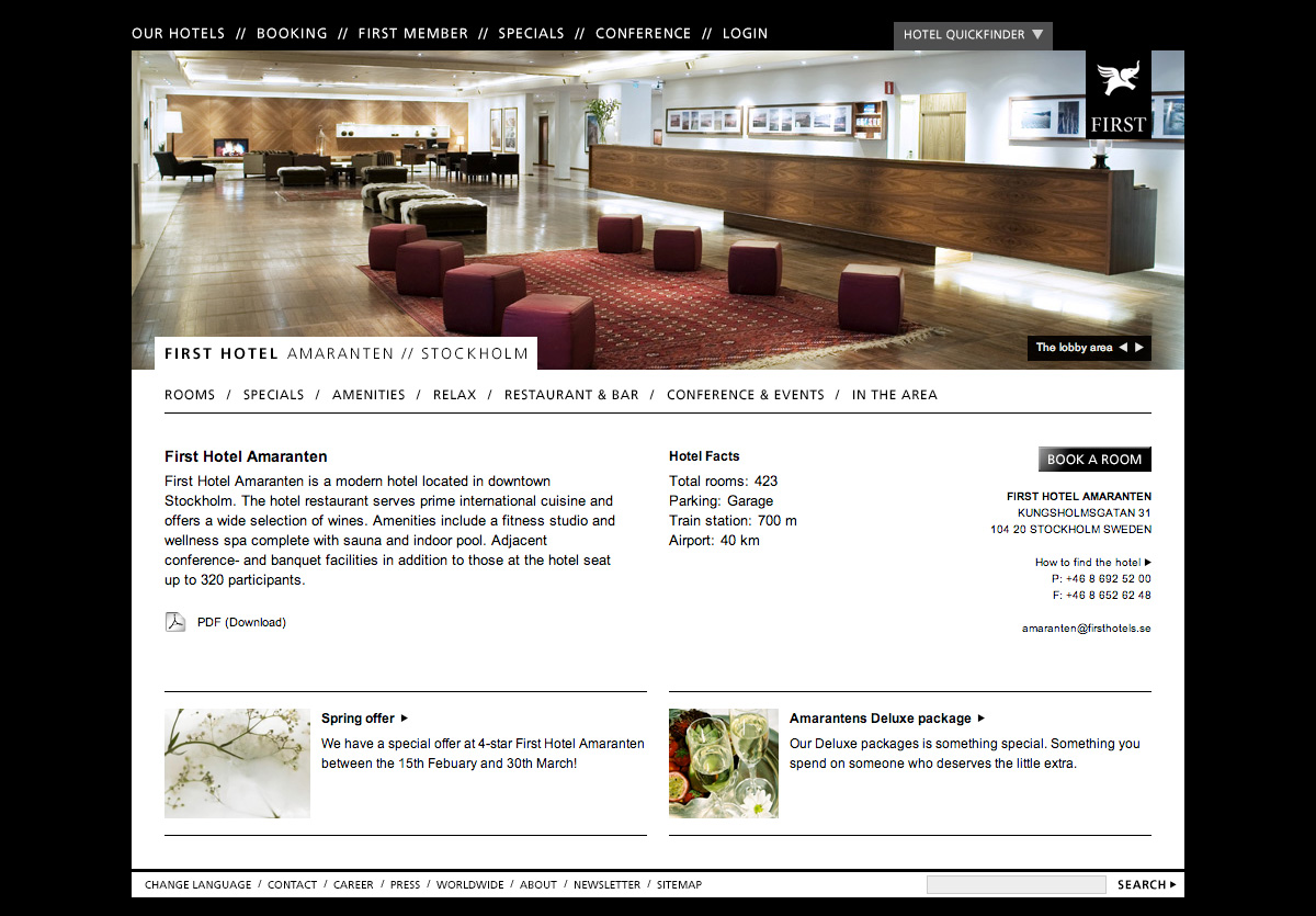 First hotels Details about Amaranten Page