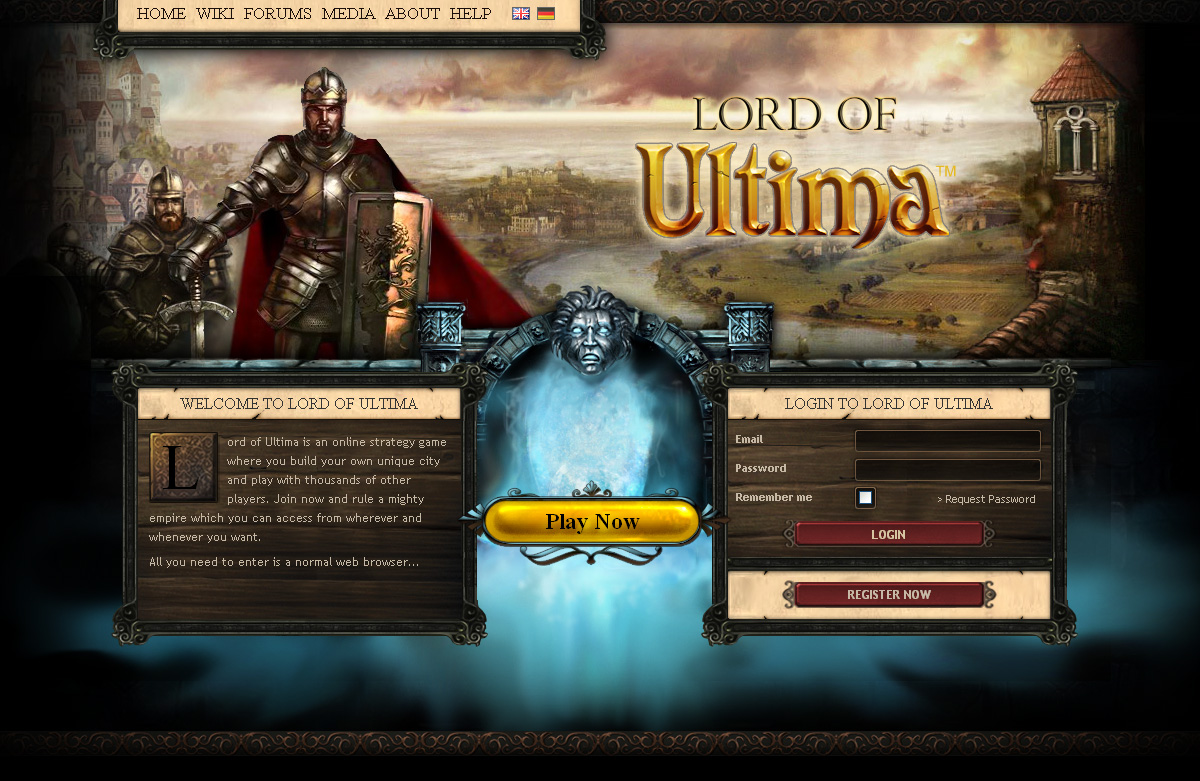 Lord of Ultima login screen